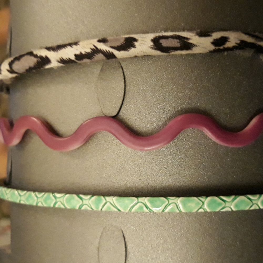 Free /w purchase.  3 headbands - purple, light green, silver animal print